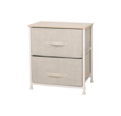 Mueble 2 Cestos Tela Y Acero Beige