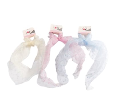Gomita Para El Pelo Top Con Lazo Y Tul 1 Unidad Colores Surtidos
