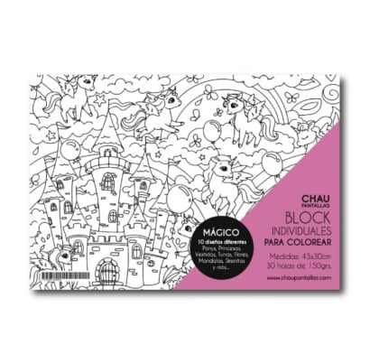 Block Individuales Para Colorear Chau Pantallas Mágico 30 Hojas