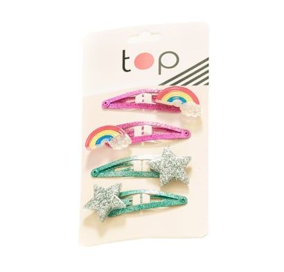 Broches Para El Pelo Top Arcoíris Y Estrellas 4 Unidades