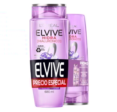Pack Shampoo Elvive Hidra Rellenador Con ácido Hialurónico 680 Ml + Acondicionador 370 Ml