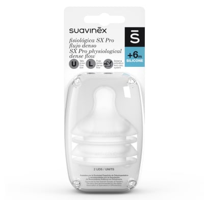 Tetina Suavinex Sx Pro Silicona Flujo L +6 Meses 2 Unidades