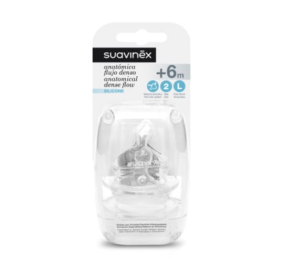Tetina Anatómica Suavinex Silicona Flujo L +6 Meses 2 Unidades
