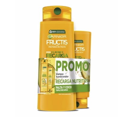 Pack Shampoo Fructis Recarga Nutritiva 350 Ml + Acondicionador 200 Ml