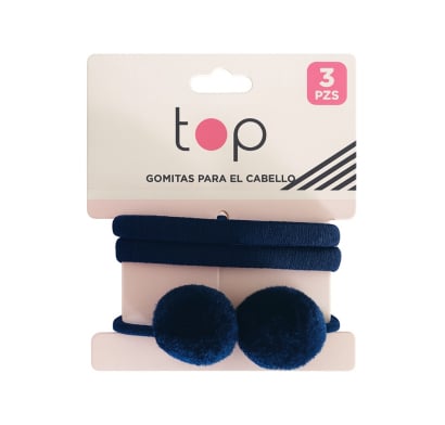 Gomitas de Pelo Top Elásticos con Pompom 3 Unidades Colores Surtidos