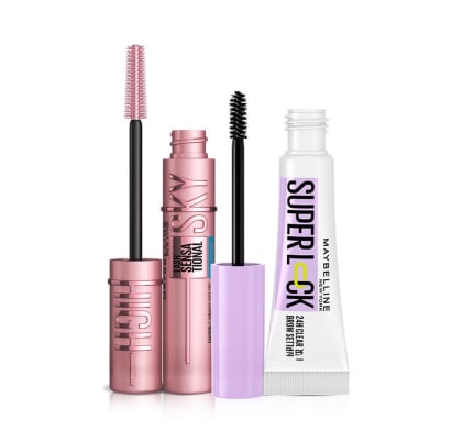 Combo Maybelline Máscara de Pestañas Sky High Very Black Washable y Gel de Cejas Superlock 