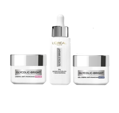 Combo Glycolic Bright Antimanchas Crema de Día Fps30 50 Ml, Crema de noche 50 Ml y Sérum 30 Ml