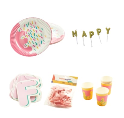 Combo de Cumpleaños Rosado para 18 Personas Happy Paper