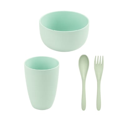 Combo Farma Hogar Vaso, Bowl y Set de Cuchara y Tenedor Colores Surtidos