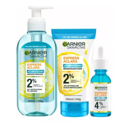 Combo Garnier Aclara Antiacné Agua Micelar 400 ml, Sérum 30 ml,  Gel Limpiador 200 ml