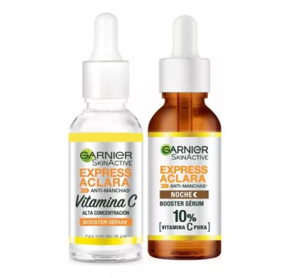 Combo Garnier Sérum Express Aclara 30 ml y Sérum Noche Vitamina C 10% 30 ml