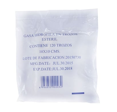 Gasa Estéril 10x10cm 120 Trozos