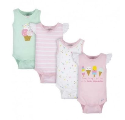 Set De 4 Bodies Gerber Helados Nena 0 A 3 Meses