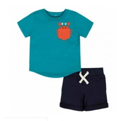 Set De 2 Piezas Gerber Short + Remera De Cangrejo 24 Meses