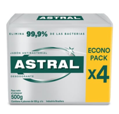 Jabón En Barra Astral Protex Plata 125 G 4 Unidades