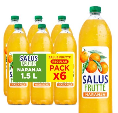 Funda Agua Salus Saborizada Frutte Naranja 1.5 L 6 Unidades