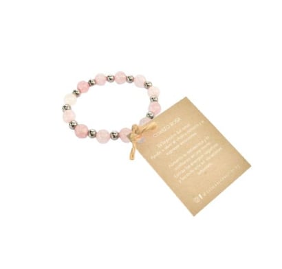 Pulsera D'alma Con Elástico Y Cuarzo Rosa