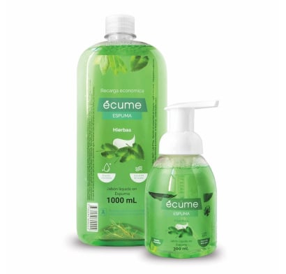 Jabón Líquido en Espuma Écume Hierbas 1 l + Jabón Líquido 300 ml