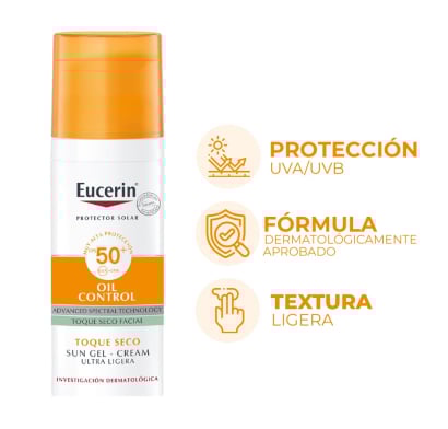 PROTECTOR SOLAR EUCERIN SUN TOQUE SECO FACTOR 50 50ML.