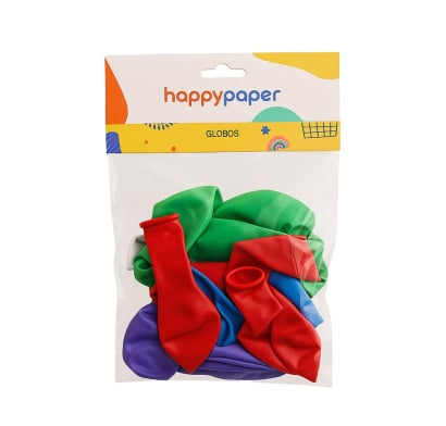 Globos Happy Paper Varios Colores 12 Unidades