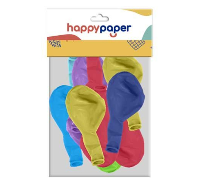 Globos Happy Paper De Colores 12 Unidades