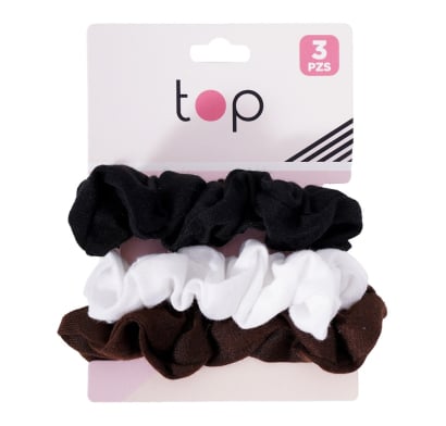 Gomitas para el Pelo Top Negro, Gris y Marrón 3 Unidades