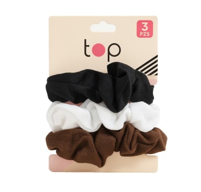 Gomitas para el Pelo Top Negro, Gris y Marrón 3 Unidades