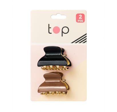 Pinzas para el Pelo Top Negro y Marrón 2 Unidades