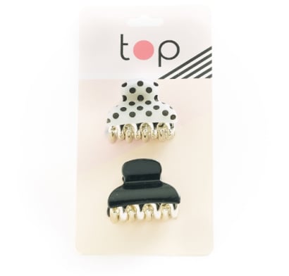 Pinzas Para El Pelo Top Negro Y Lunares 2 Unidades