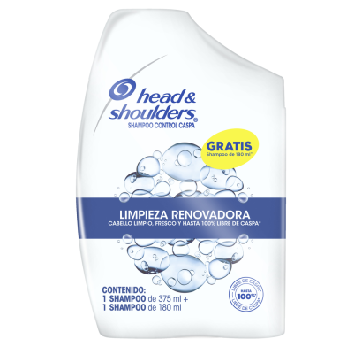 Shampoo Head & Shoulders Limpieza Renovadora 375 Ml + Shampoo 180 Ml
