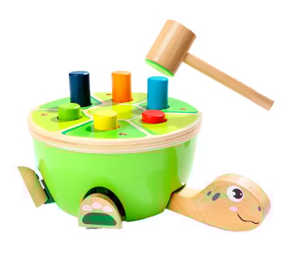 Juguete Tortuga Didáctico De Madera Top Bright Con Martillo