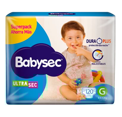PAÑALES BABYSEC ULTRA SUPER G 120 UNIDADES