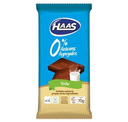 Tableta De Chocolate Con Leche Haas 0% Azúcar 70 G