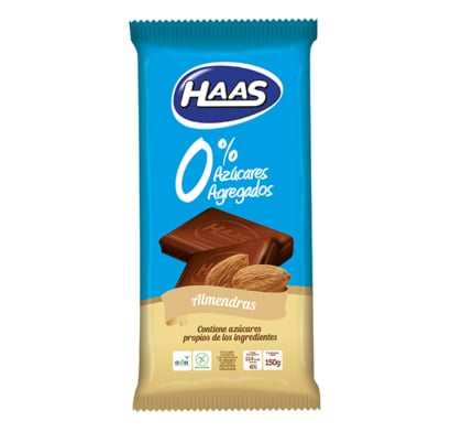 Tableta De Chocolate Con Almendras Haas 0% Azúcar 150 G