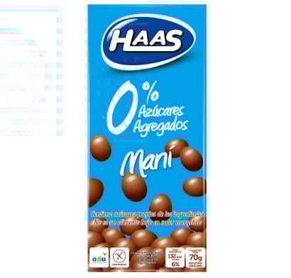 Maní Con Chocolate Haas 0% Azúcar 70 G