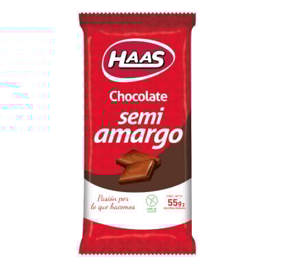 Tableta De Chocolate Haas Semi Amargo 55 G