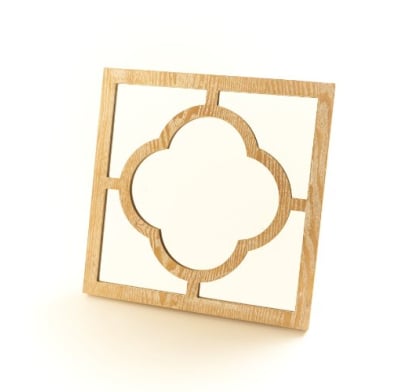 Espejo De Madera Farma Hogar Con Patina Blanca 40cm