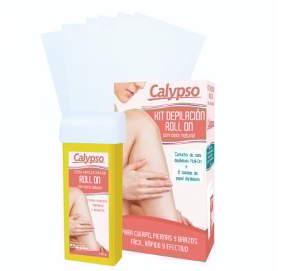 Kit Calypso Cera Depilatoria Roll On Natural 100 G + 6 Bandas Depilatorias