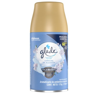 DESODORANTE DE AMBIENTES GLADE AUTOMATICO CARICIAS DE ALGODÓN REPUESTO 175 G