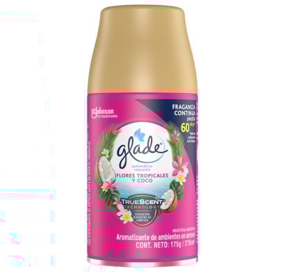 Repuesto Aromatizante De Ambientes Automático Glade Flores Tropicales Y Coco 175 G
