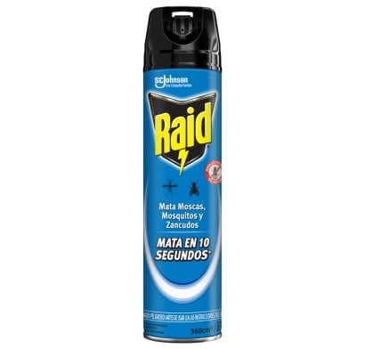 Insecticida En Aerosol Raid Azul Mata Moscas Y Mosquitos 360 Ml 