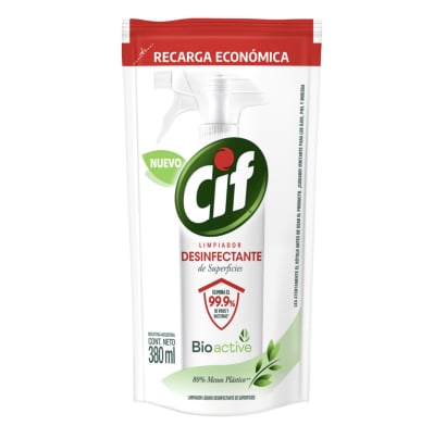 Recarga Limpiador Desinfectante Cif Bio Active 380 Ml