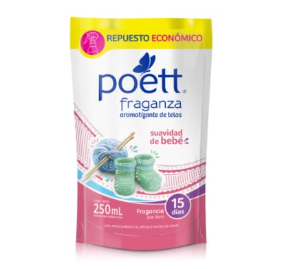 Repuesto De Perfumador De Ropa Poett Fraganza Suavidad De Bebé 250 Ml 
