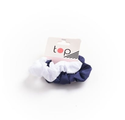 Gomitas Scrunchies Para El Pelo Top Azul Y Blanca 2 Unidades