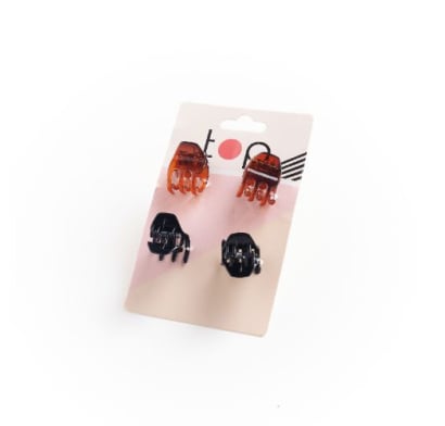 Mini Pinzas Top Carey Y Negro 4 Unidades