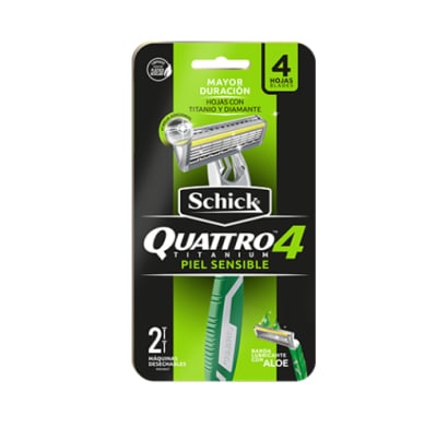Afeitadora Schick Quattro For Men Piel Sensible 2 Unidades