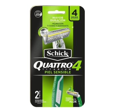 Afeitadora Schick Quattro For Men Piel Sensible 2 Unidades