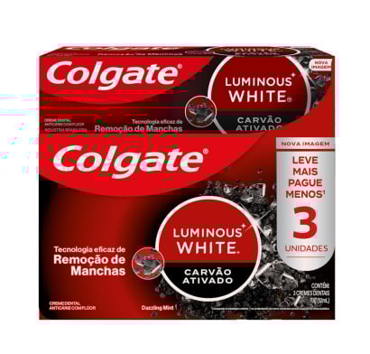 Pasta Dental Colgate Luminous White Carbon 3 Unidades De 70 G