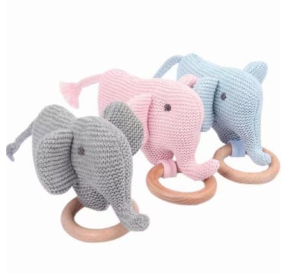 Sonajero Akas Elefante Crochet Con Aro 