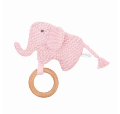 Sonajero Akas Elefante Crochet Con Aro Rosa